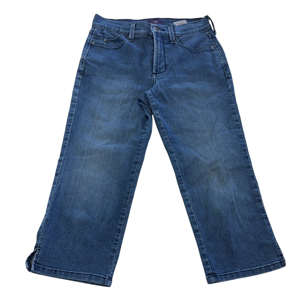 NYDJ Jeans Womens 0P Blue Crop Lift Tuck Stretch Denim Side Slit